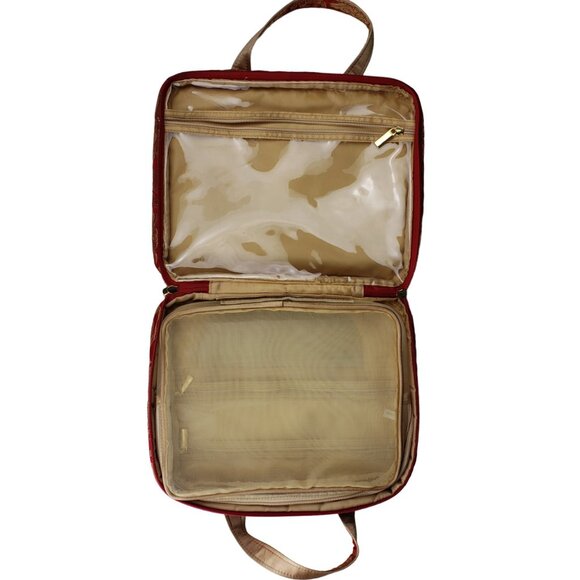 Celebrity Large Zippered Travel Jewelry Makeup Bag Case Red Gold Brocade - Picture 5 of 12